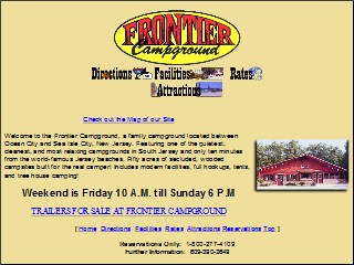 Web site www.frontiercampground.com, Frontier Campground